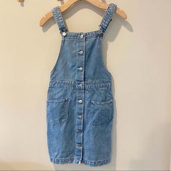 H&M Denim Overall Button Pinafore Dress in Light Wash Size 34/US 4 XS - Picture 4 of 14